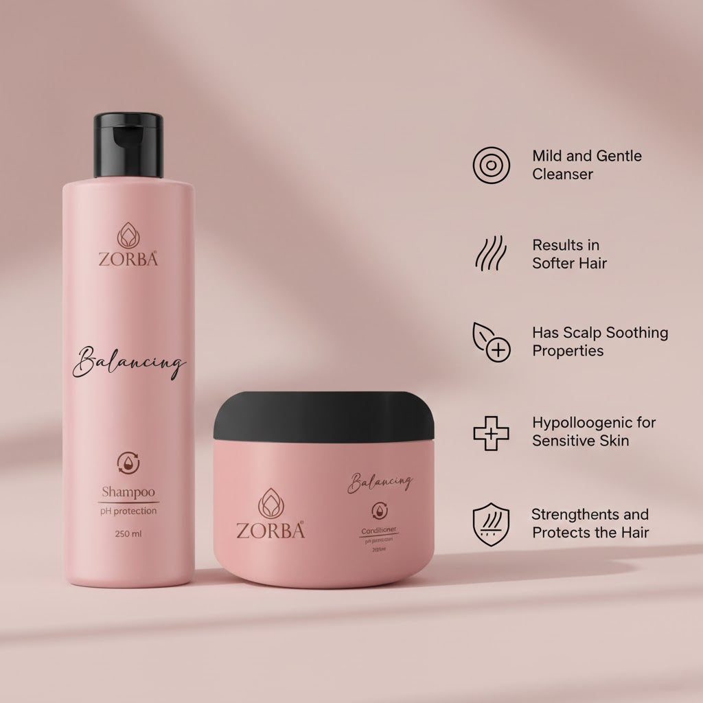 Zorba Balancing Duo: pH Protection Shampoo (250ml) & Conditioner (200ml)